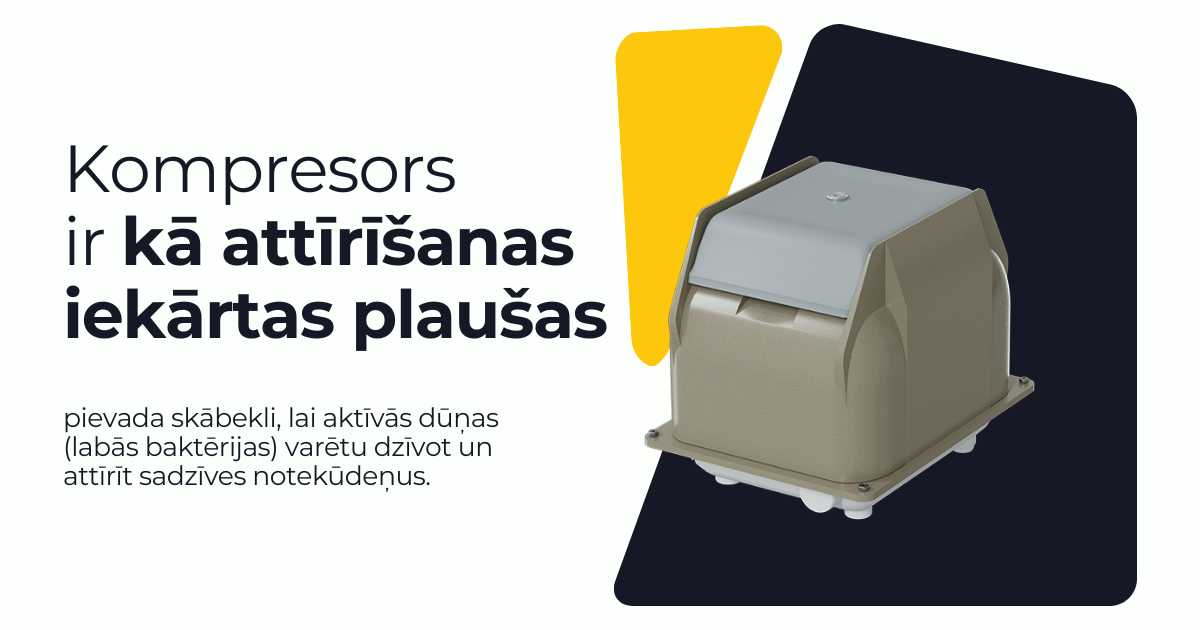 Bioloģiskās kanalizācijas kompresors nodrošina aerāciju un stabilu attīrīšanu. Uzzini, kā tas strādā, kādas ir pazīmes, ka vajag apkopi, un ko nedarīt.